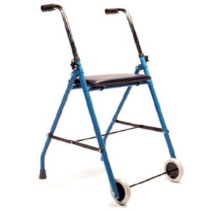 Andador de Acero PRIM A090 con Ruedas, Asiento Acolchado y Plegable