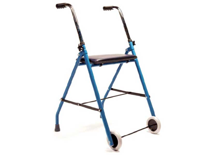 Andador de Acero PRIM A090 con Ruedas, Asiento Acolchado y Plegable